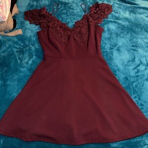 Elegant Lace Burgundy Dress